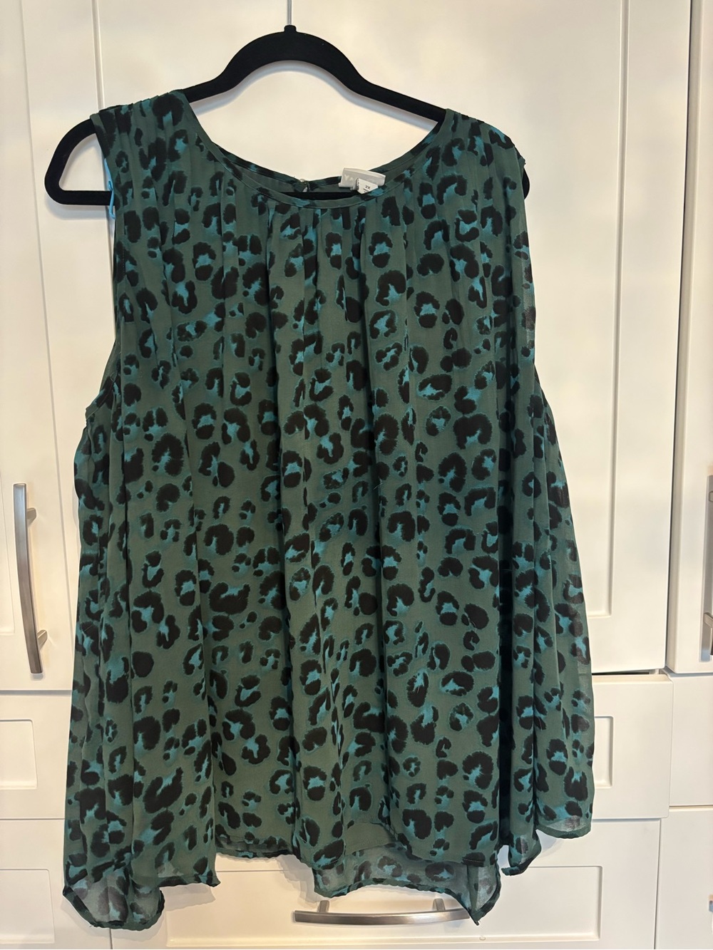 Ava & Viv Teal Green and Black Leopard-Print Sleeveless Tunic